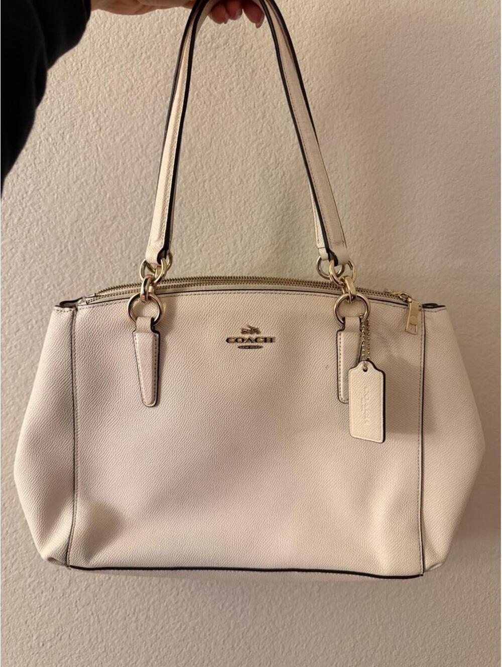 White Coach Christie Carryall in Crossgrain Leather 2017